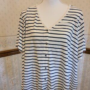 OLD NAVY HIGH HIP 'FLOWY 'NAVY STRIPE BUTTON UP BLOUSE-- 4XL